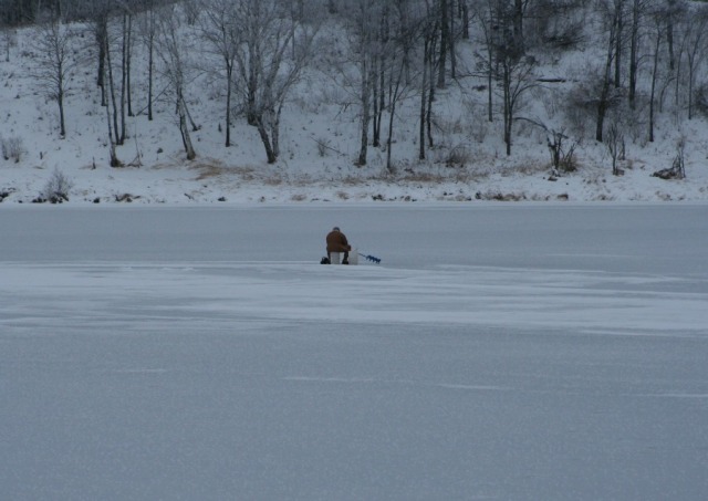 ice fishing man