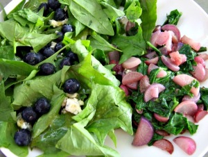 radishes cooked and blues salad