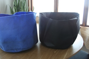 blue felt bag on the left, my bag on the right!
